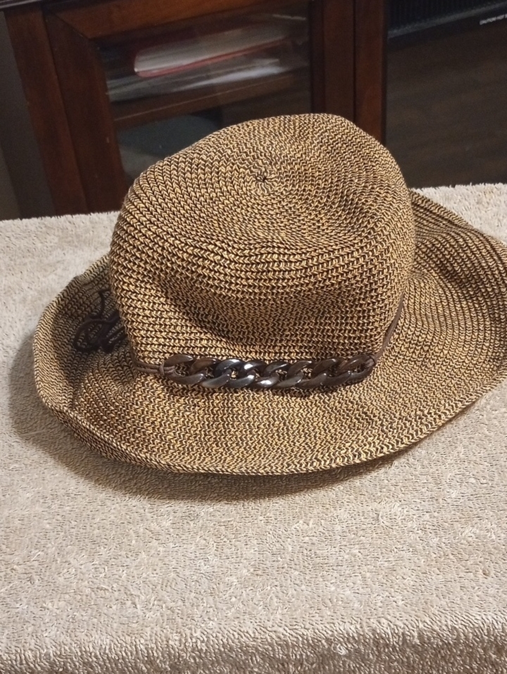 San Diego Hat Company Tan Woven Sun Hat with Neutral Band